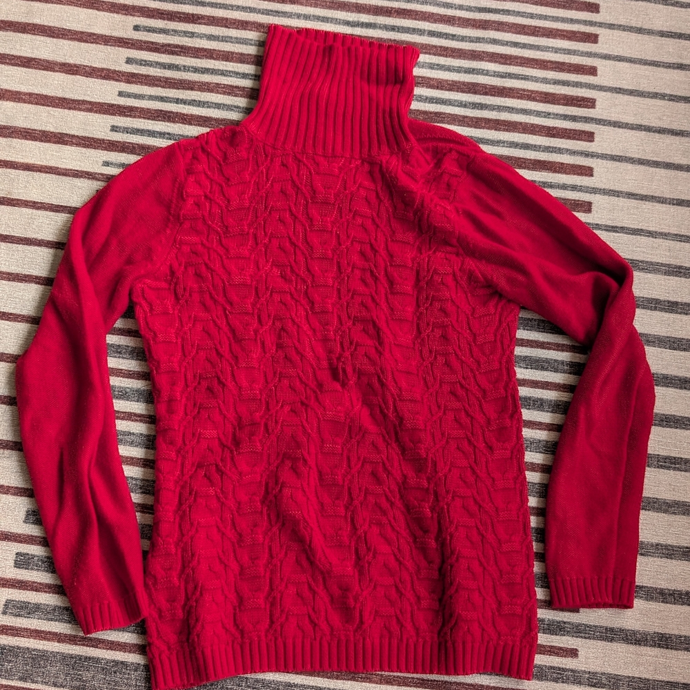 Coldwater Creek Vibrant Red Cowl Neck Sweater